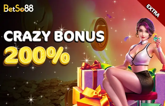 Betso88 Crazy Bonus 200% daily offer deposit PHP50 get PHP100 bonus with x15 turnover