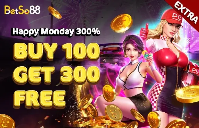 Betso88 Happy Monday 300% bonus deposit PHP100 get PHP300 every Monday