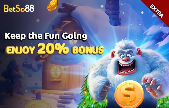 Betso88 keep fun going daily 20% bonus on deposits PHP100 to PHP300 max withdraw PHP600