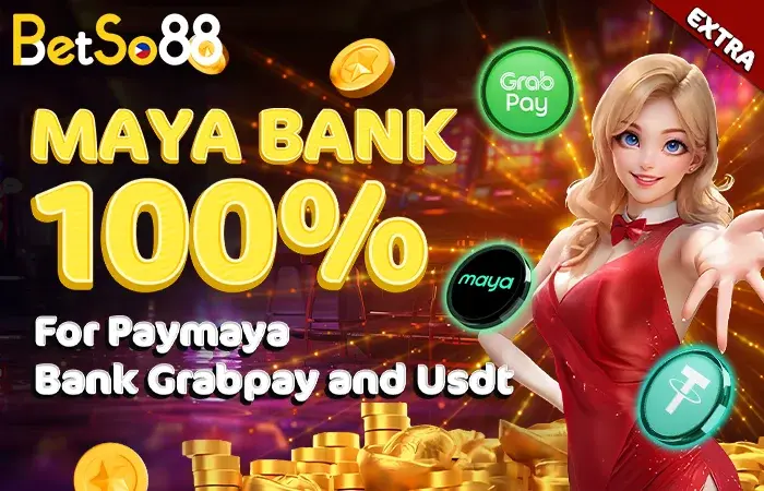 Betso88 Maya Grab Bank USDT deposit 100% bonus PHP100 match with x18 turnover