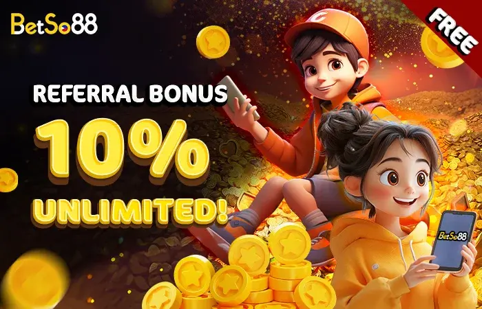 Betso88 referral bonus rates 5% or 10% of friends losses settled every Monday