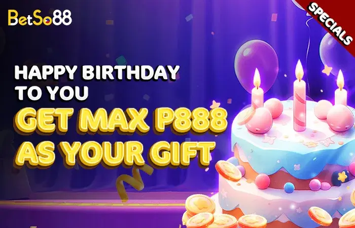 Betso88 VIP birthday bonus table from VIP3 PHP38 to VIP12–14 PHP888